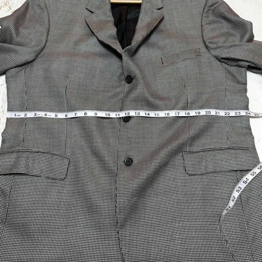 Andrew Fezza 48R Sport Coat Blazer Silk Worsted Wool Gray Houndstooth Jacket - Picture 12 of 16
